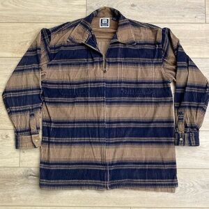 Vintage‎ Corduroy Shacket Striped Normcore GORPcore Zip Up Shirt Jacket XL